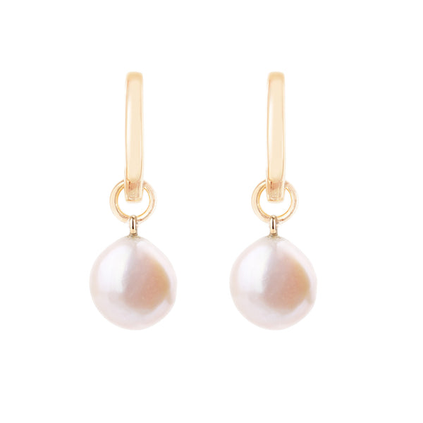 Baroque Pearl Hoop Earrings 9k Gold