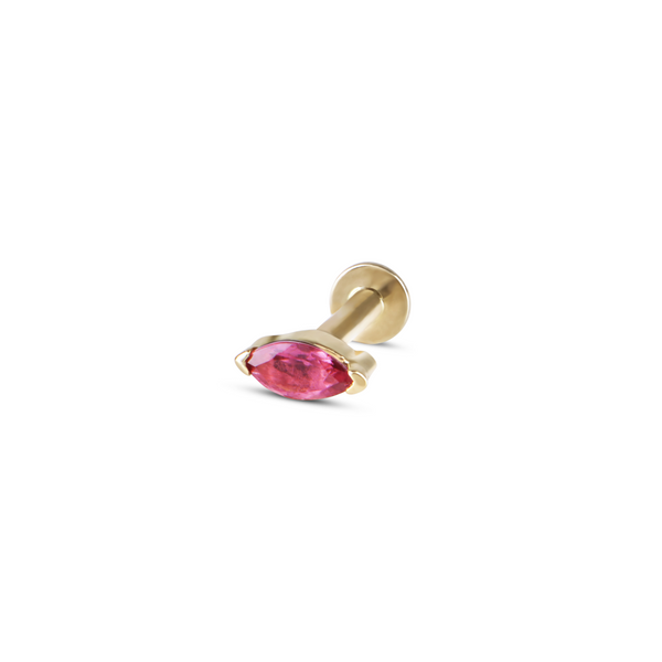 Pink Tourmaline Marquise Flat Back Earring 14k Gold
