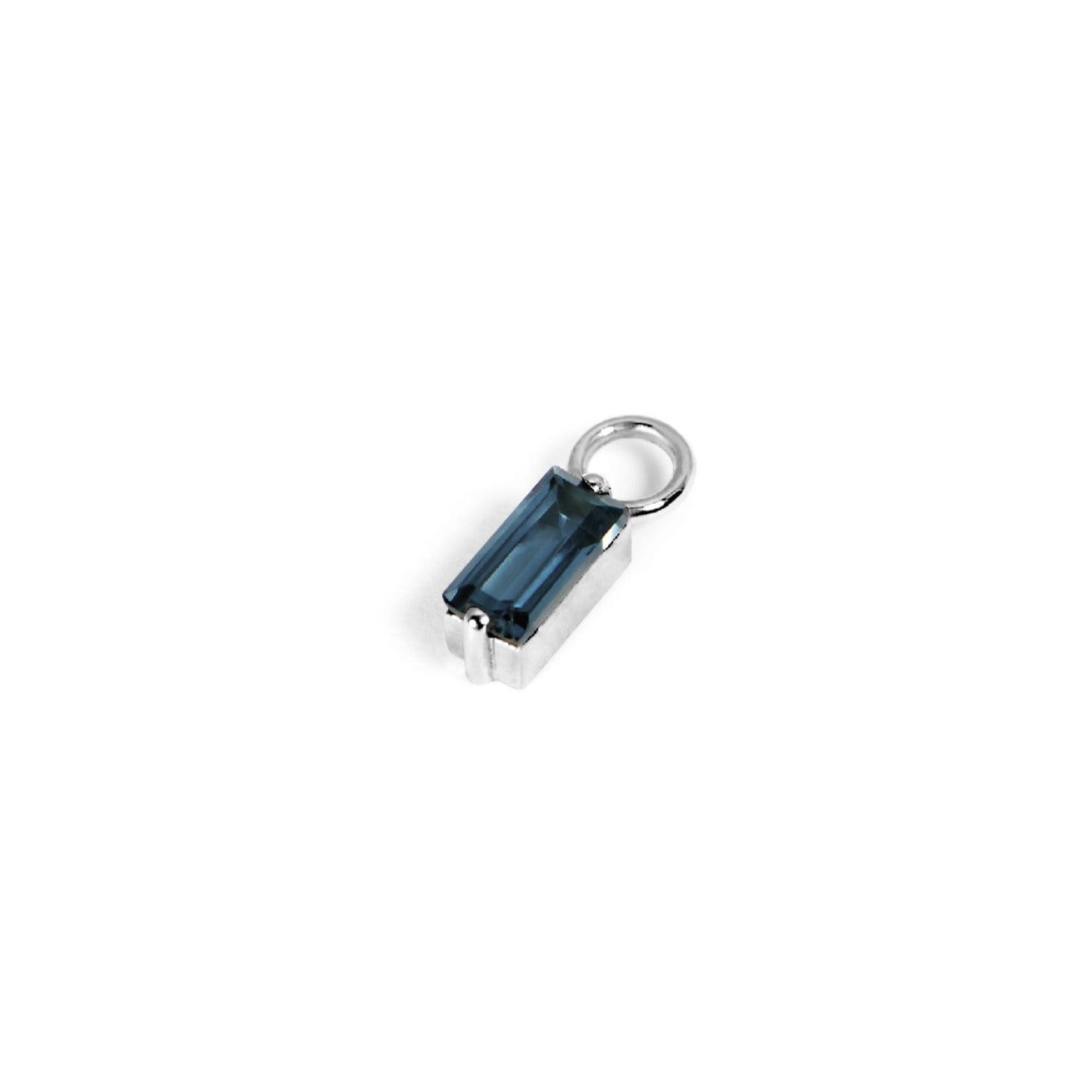 London Blue Topaz Baguette Earring Charm Sterling Silver