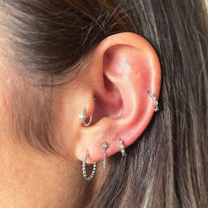 Mini Opal Seamless Huggie Hoop Earring Sterling Silver