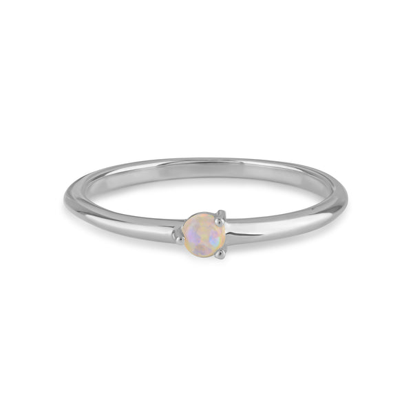 Australian Opal Solitaire Ring Sterling Silver