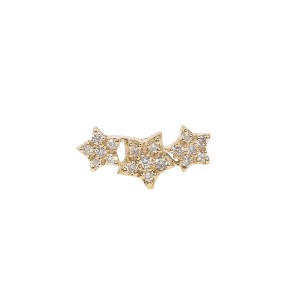Single Diamond star cluster flat back earring gold