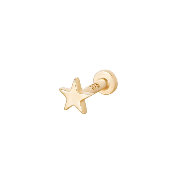 Star Flat Back Earring 9k Gold