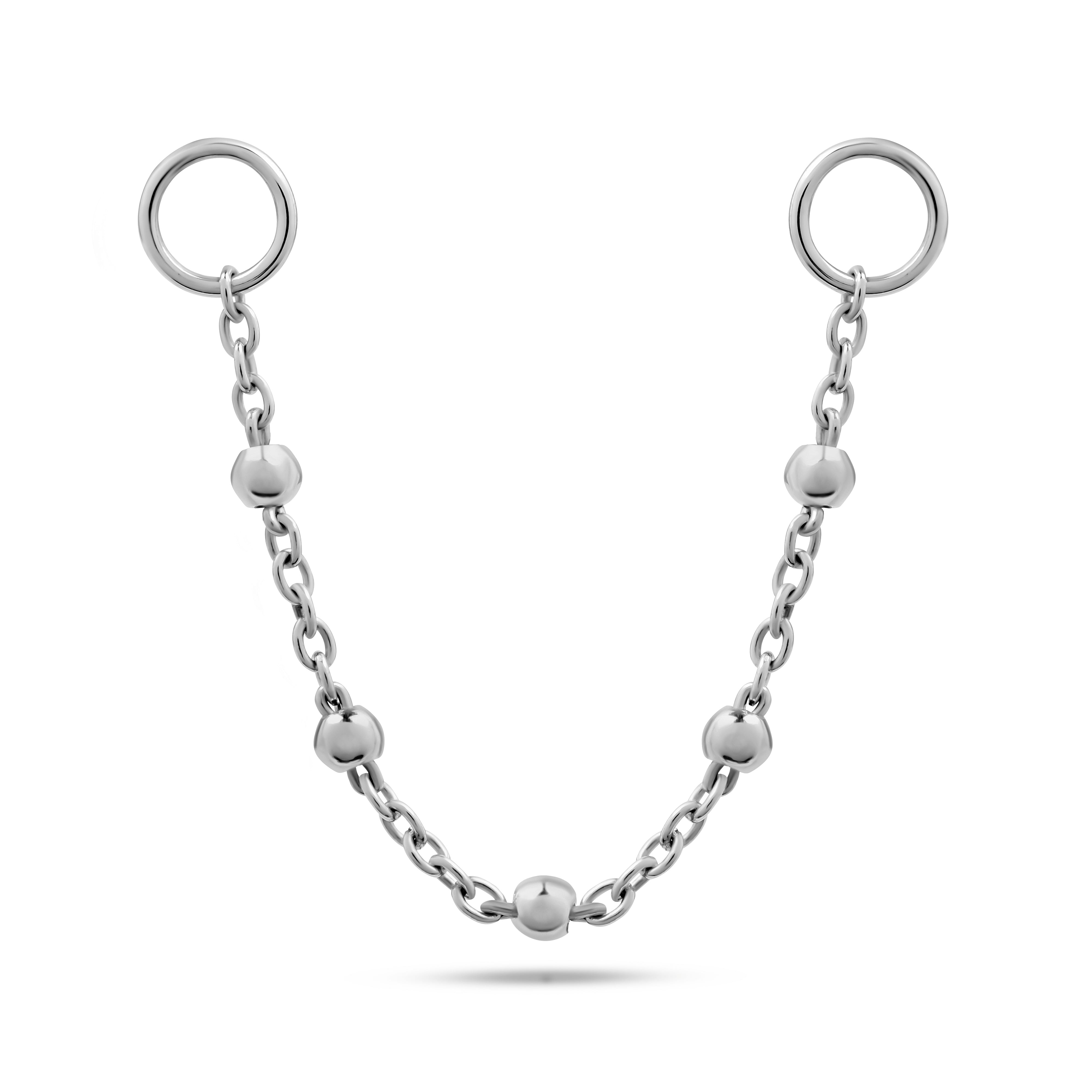 Stationed Bead Earring Charm Chain Sterling Silver