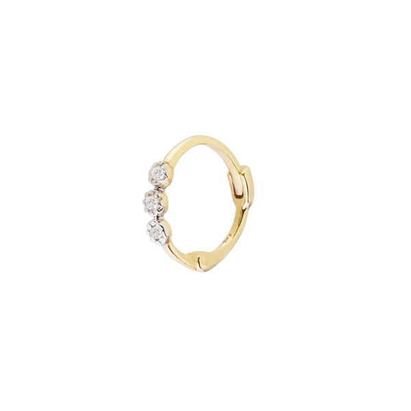 Diamond Trilogy Huggie Hoop Earring 9k Gold