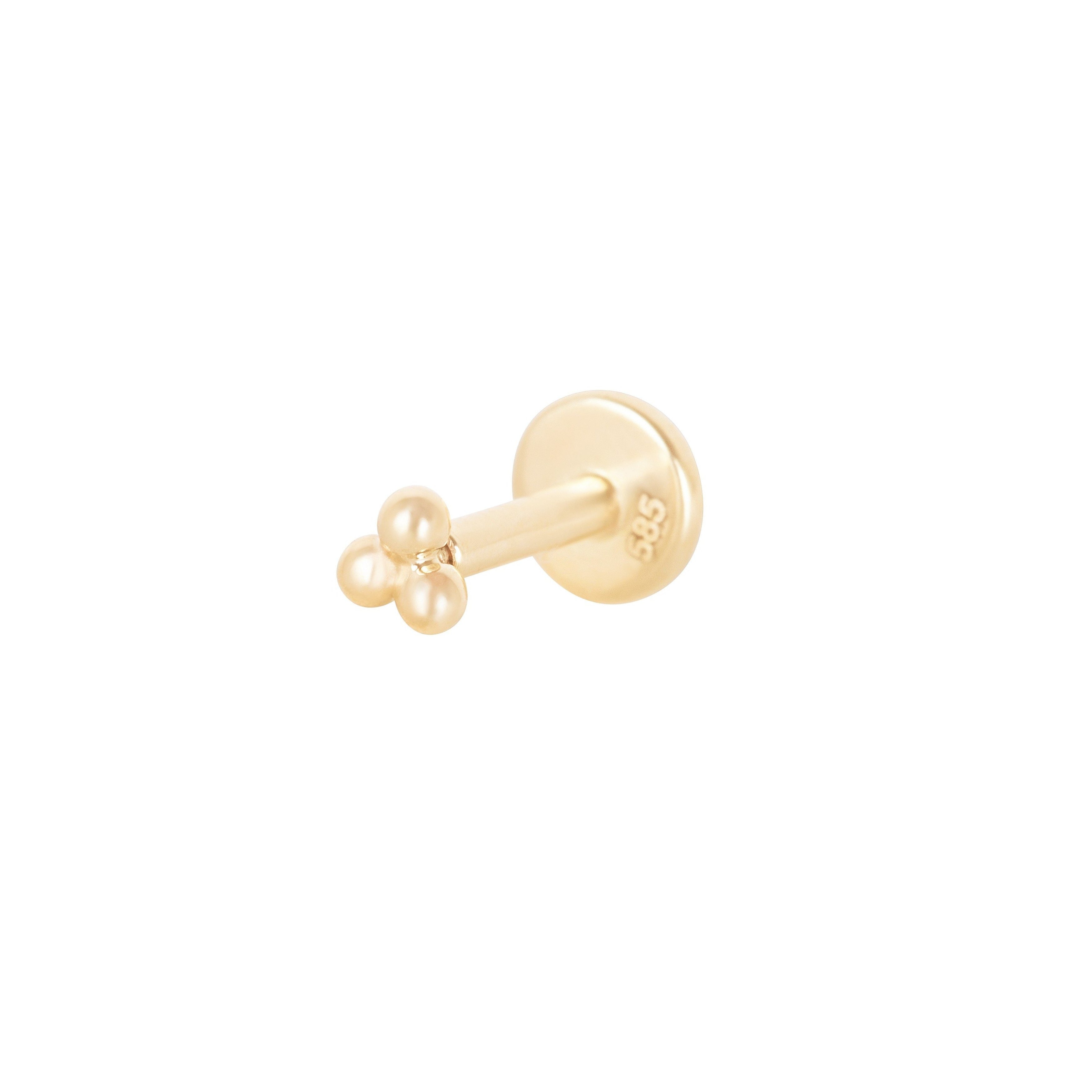 Trilogy Flat Back Earring 14k Gold